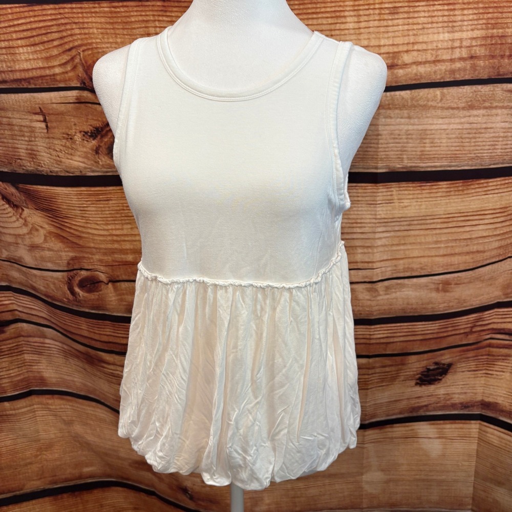 Forever 21 Womens White Tank Style‎ Babydoll Sleeveless Top Size S